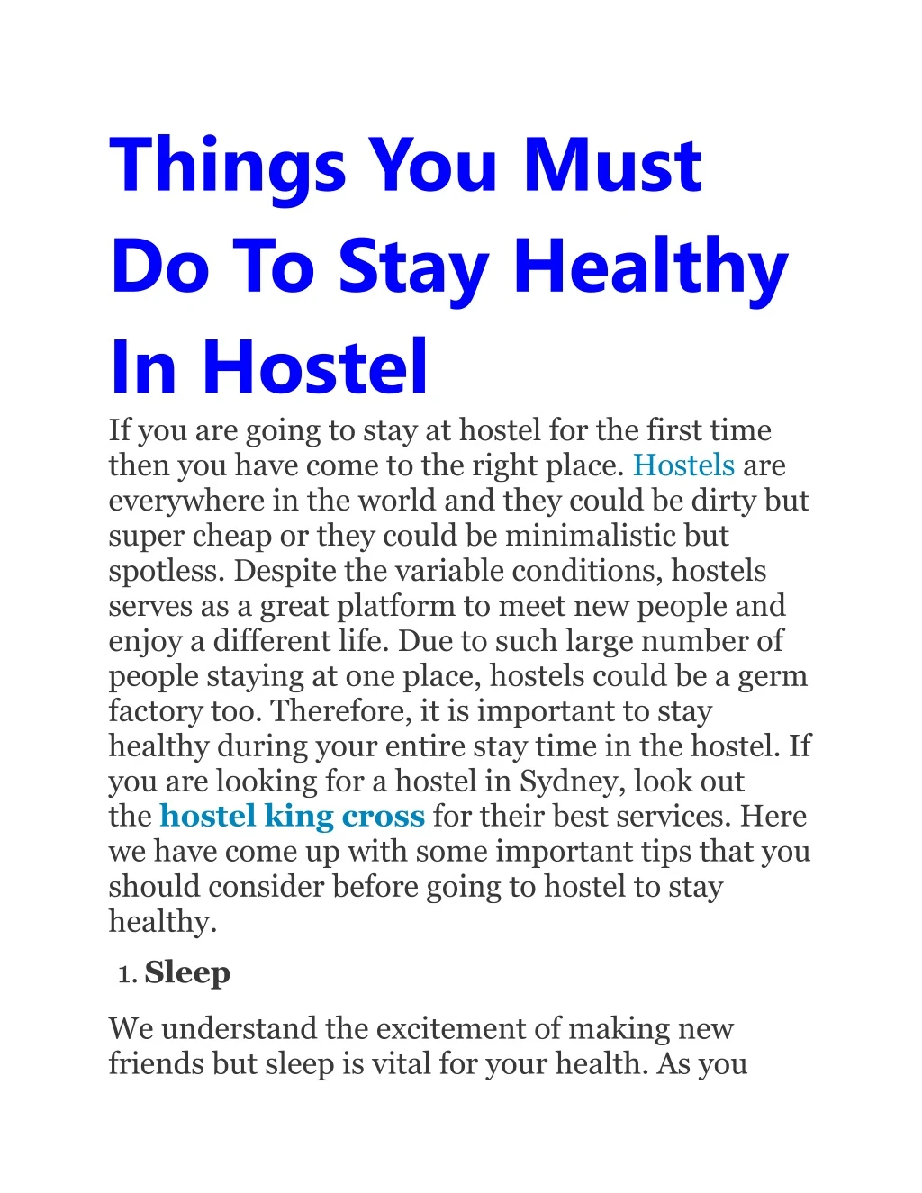 things you must do to stay healthy in hostel