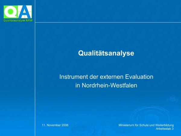 Qualit tsanalyse Instrument der externen Evaluation in Nordrhein-Westfalen