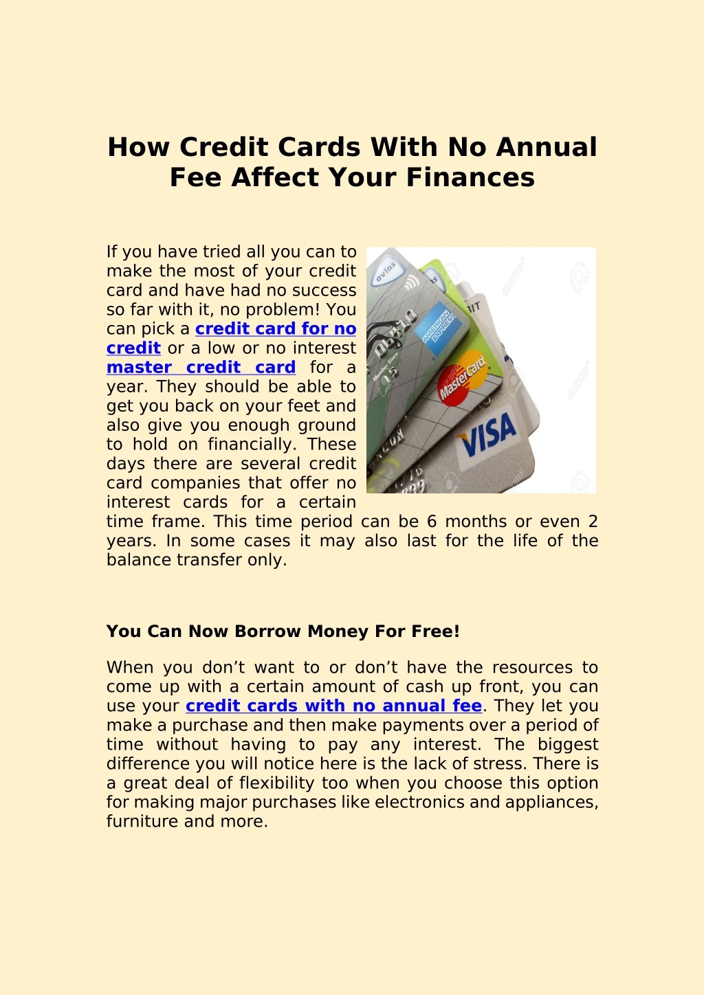 how credit cards with no annual fee affect your