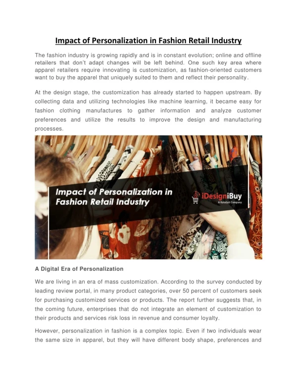 Impact of Personalization in Fashion Retail Industry