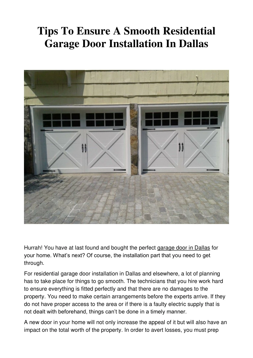 tips to ensure a smooth residential garage door