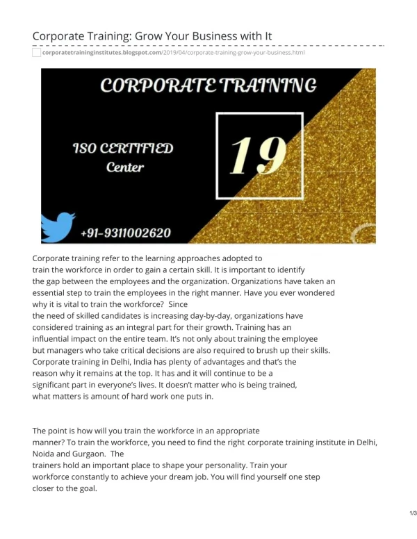 The Truth about CORPORATE TRAINING INSTITUTE