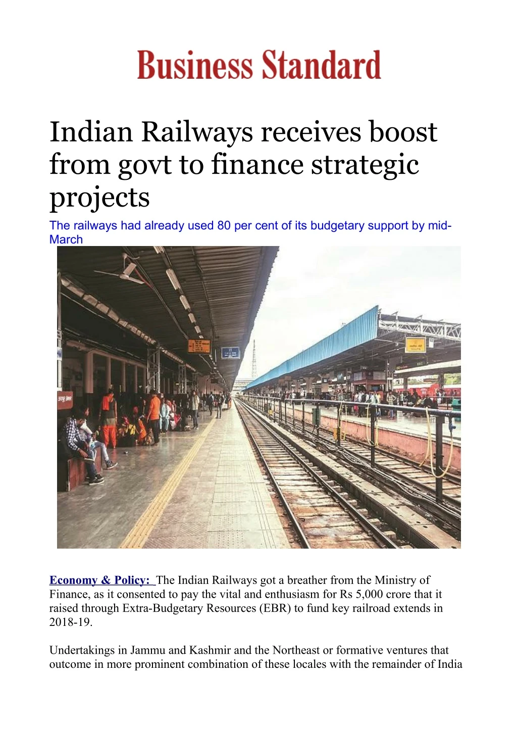 indian railways receives boost from govt