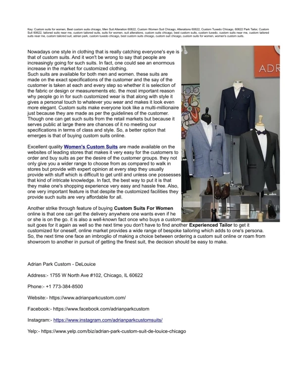 Experienced tailor and custom tailored suits