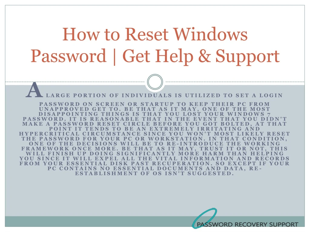 how to reset windows password get help support