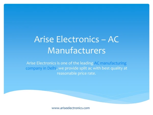 Arise Electronics – AC Manufacturers in Delhi