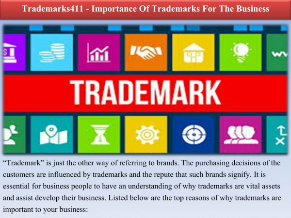 Trademarks411 - Importance Of Trademarks For The Business