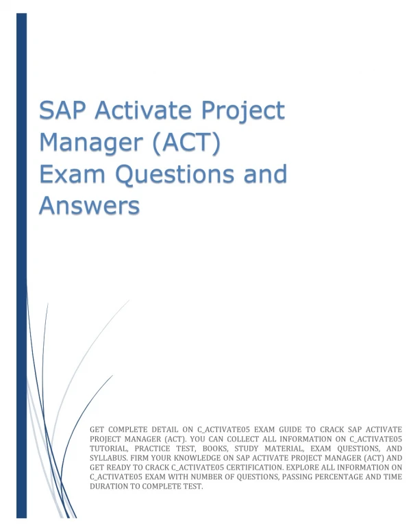 SAP Activate Project Manager (ACT) Exam Questions and Answers