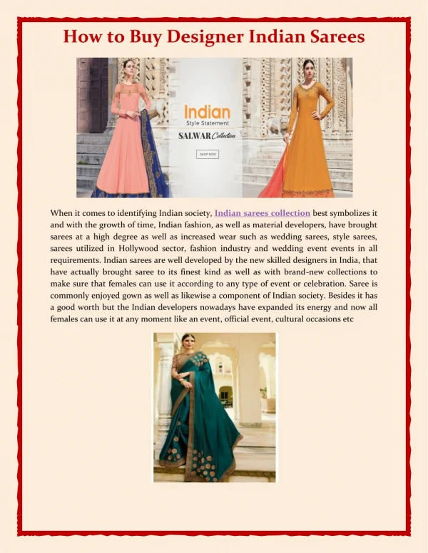 How to Buy Designer Indian Sarees