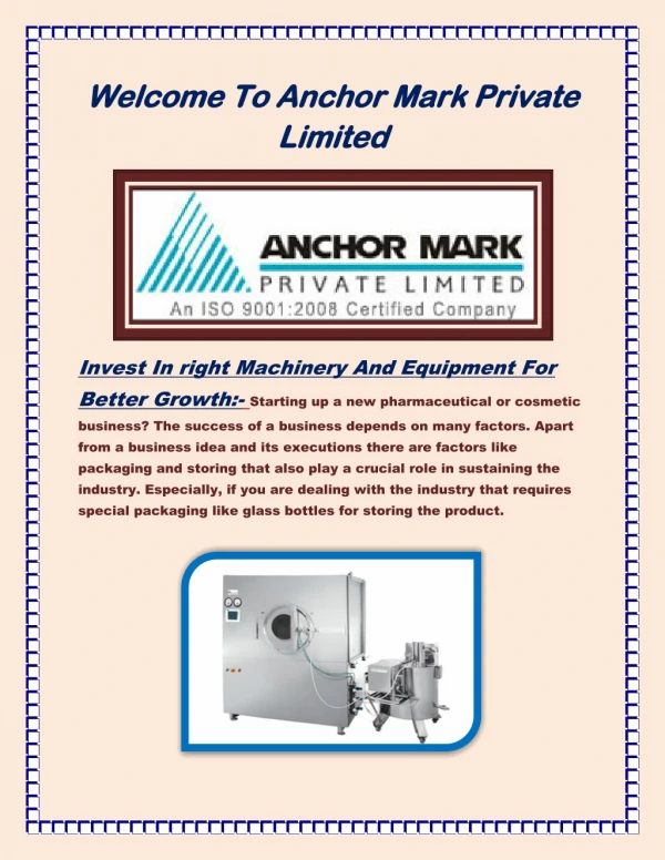 Automatic Bottle Washing Machine, Automatic Liquid Filling Machine - www.anchormark.com