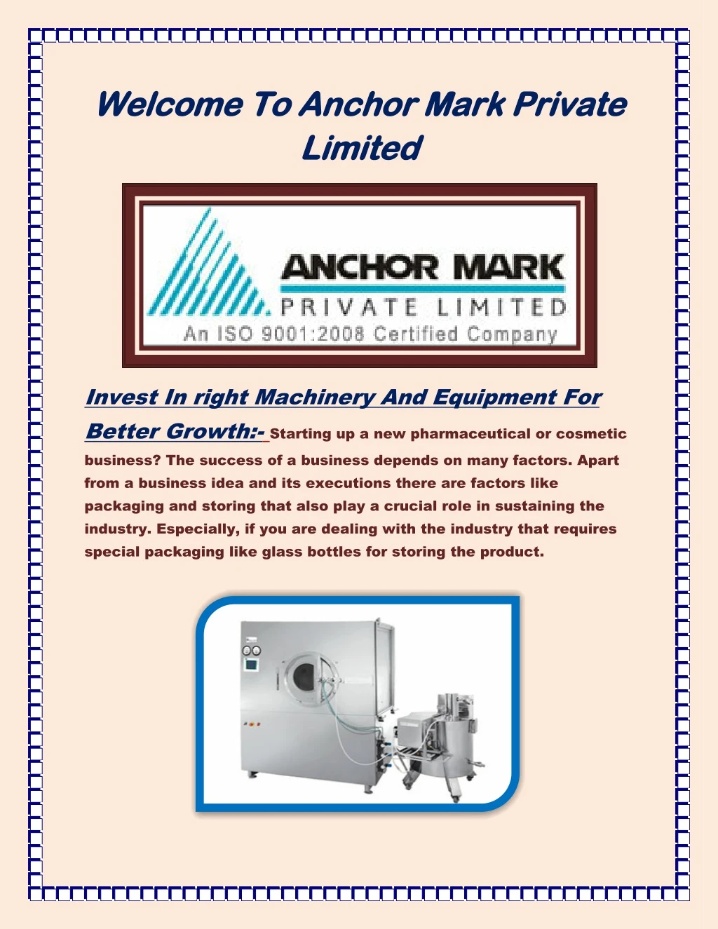 welcome to anchor mark private limited limited