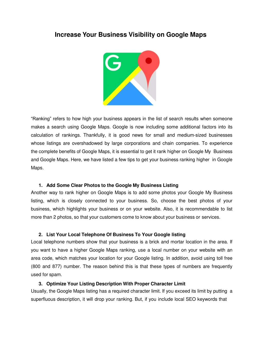 increase your business visibility on google maps
