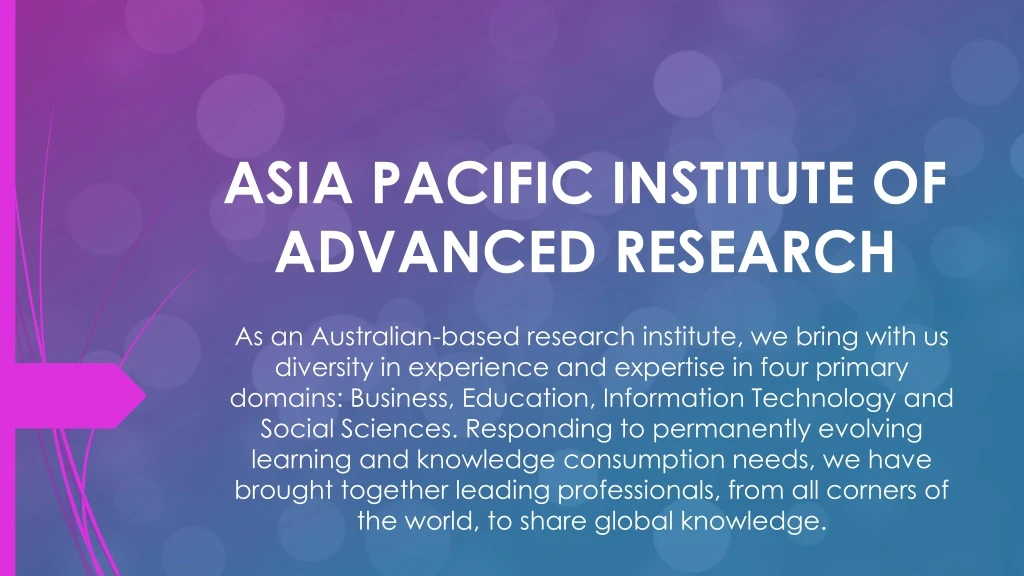 asia pacific institute of advanced research