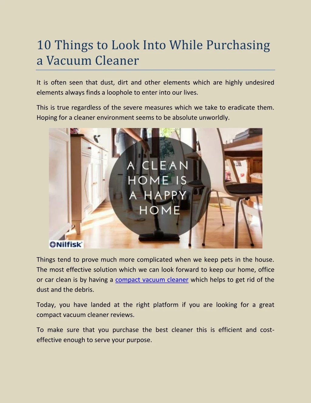 10 things to look into while purchasing a vacuum