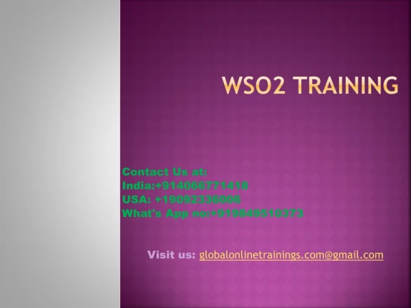 WSO2 Training | WSO2 ESB Online Training - Global Online Trainings