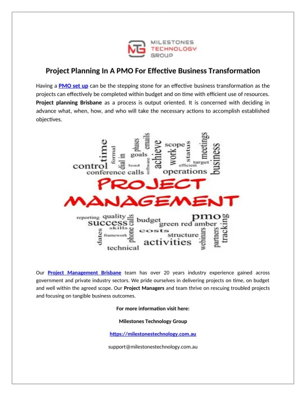 Project Planning In A PMO For Effective Business Transformation