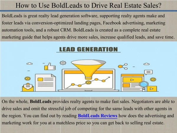 Boldleads Reviews | How to Use BoldLeads to Drive Real Estate Sales?