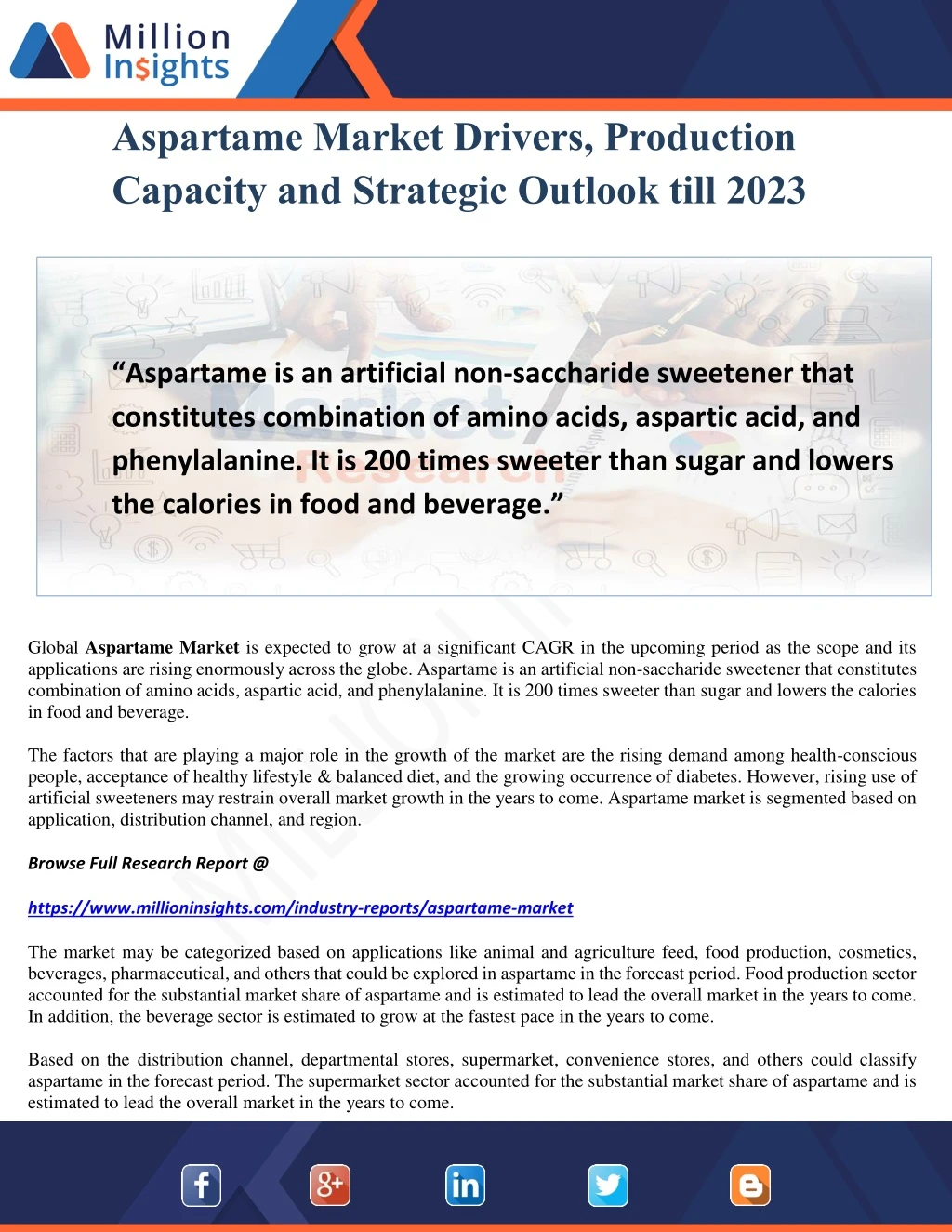 aspartame market drivers production capacity