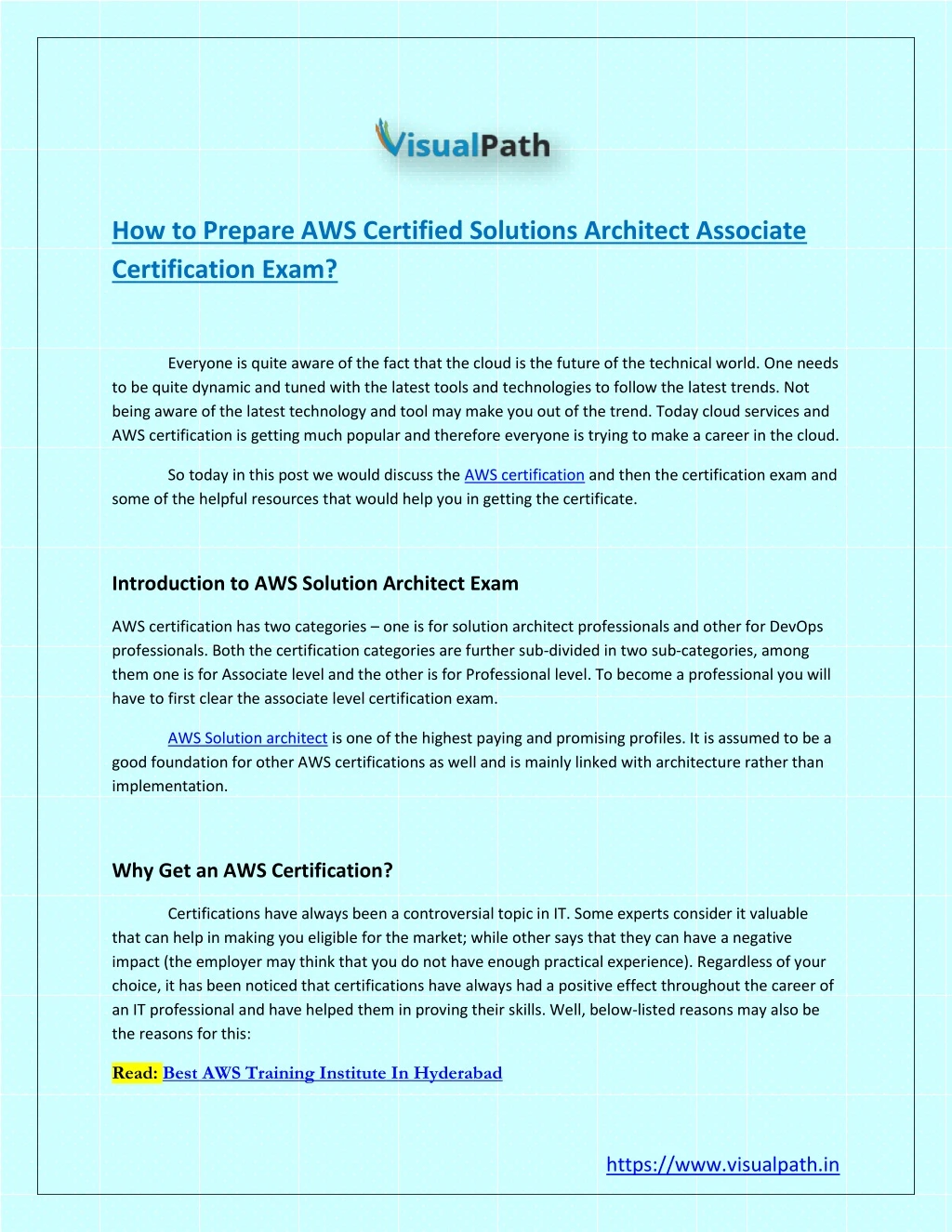 how to prepare aws certified solutions architect