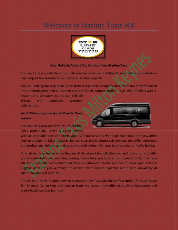 Airport Taxi Services, Hire Taxis Service Milton Keynes