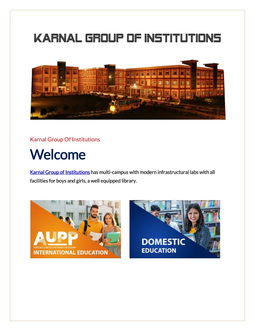 karnal group of institutions welcome welcome