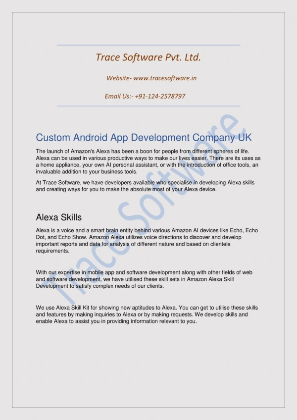 Custom Android App Development Company UK-Trace