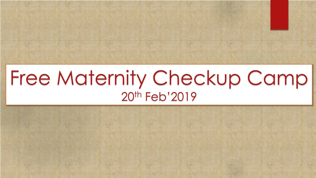 free maternity checkup camp 20 th feb 2019