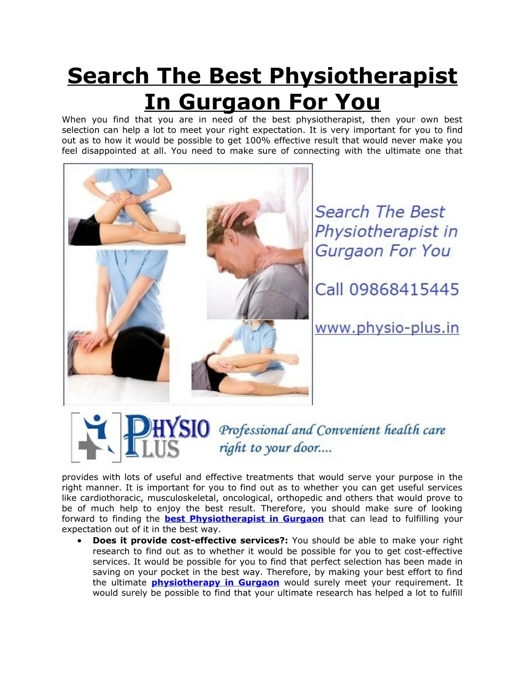 search the best physiotherapist in gurgaon