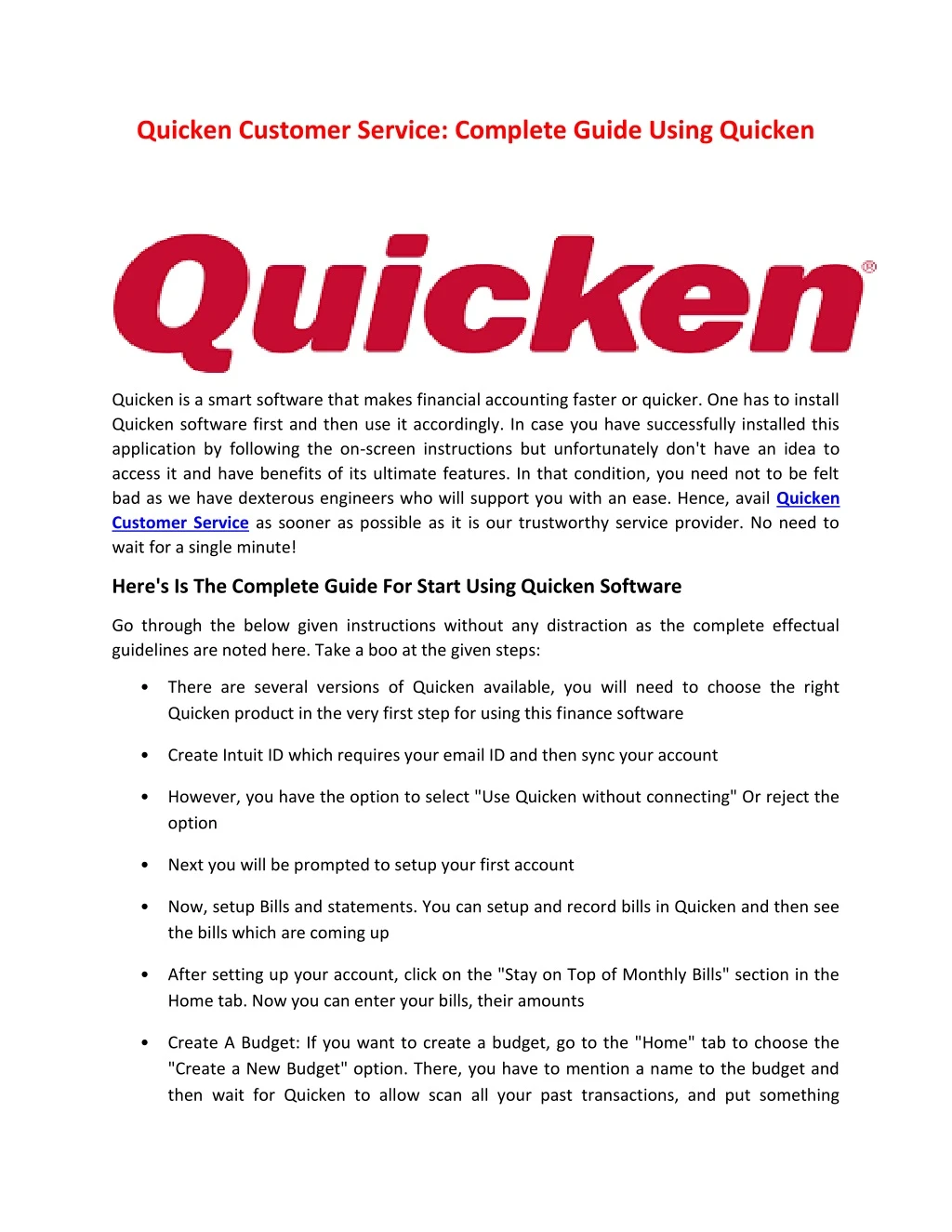 quicken customer service complete guide using