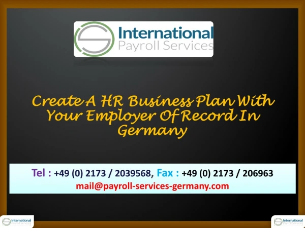 Create A HR Business Plan With Your Employer Of Record In Germany