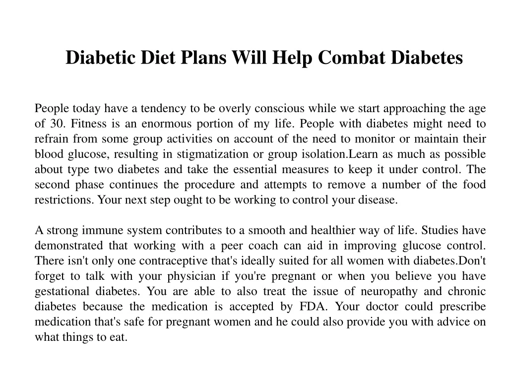 diabetic diet plans will help combat diabetes