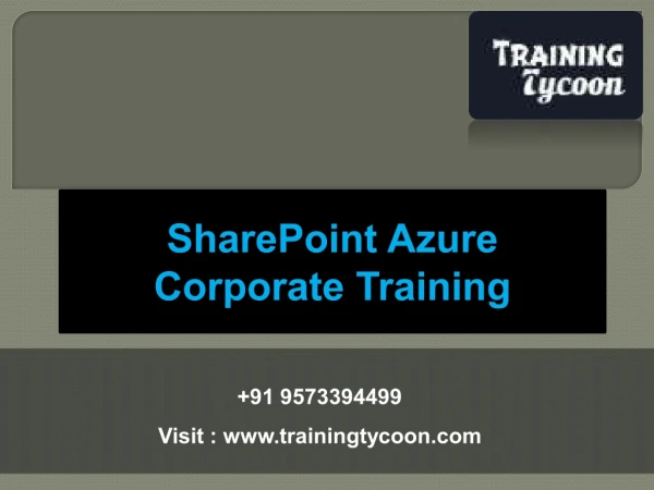 SharePoint Azure Corporate Training | SharePoint Azure Training - TT