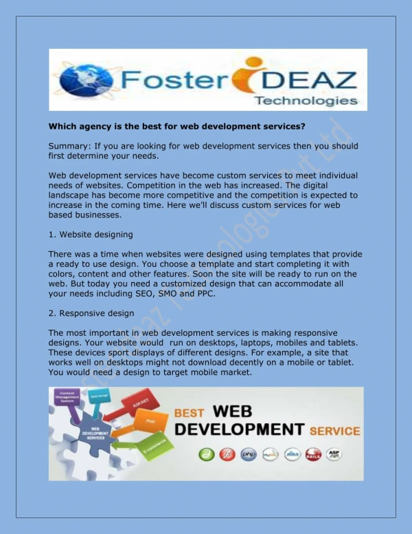 Which agency is the best for web development services?