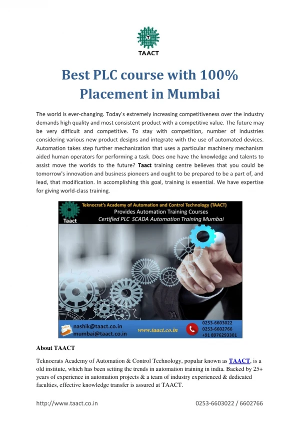Best PLC course with 100% Placement in Mumbai