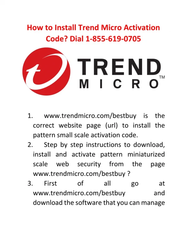 How to Install Trend Micro Activation Code? Dial 1-855-619-0705