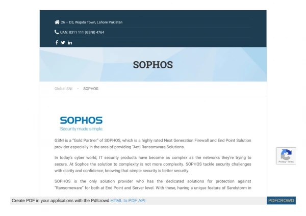 Sophos in Pakistan