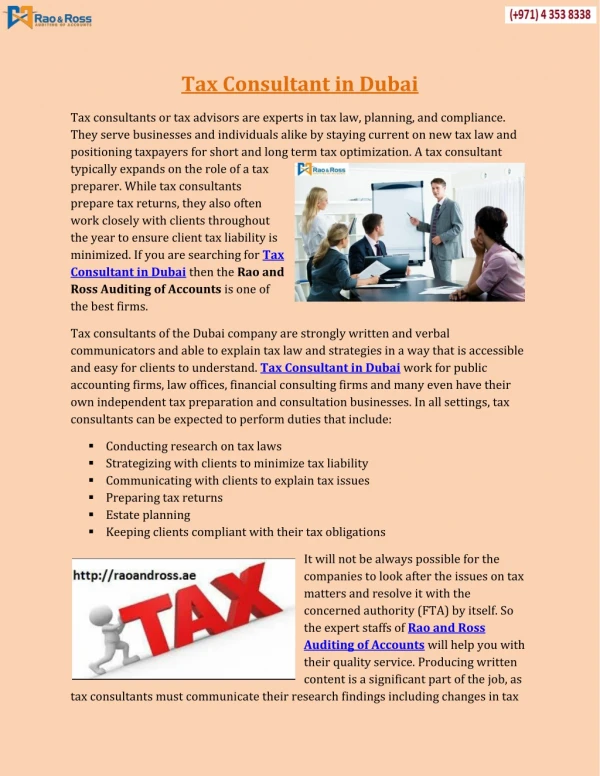 Tax Consultant in Dubai