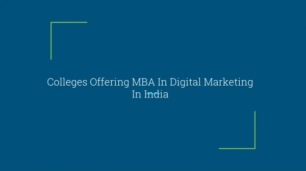Colleges Offering MBA In Digital Marketing In India
