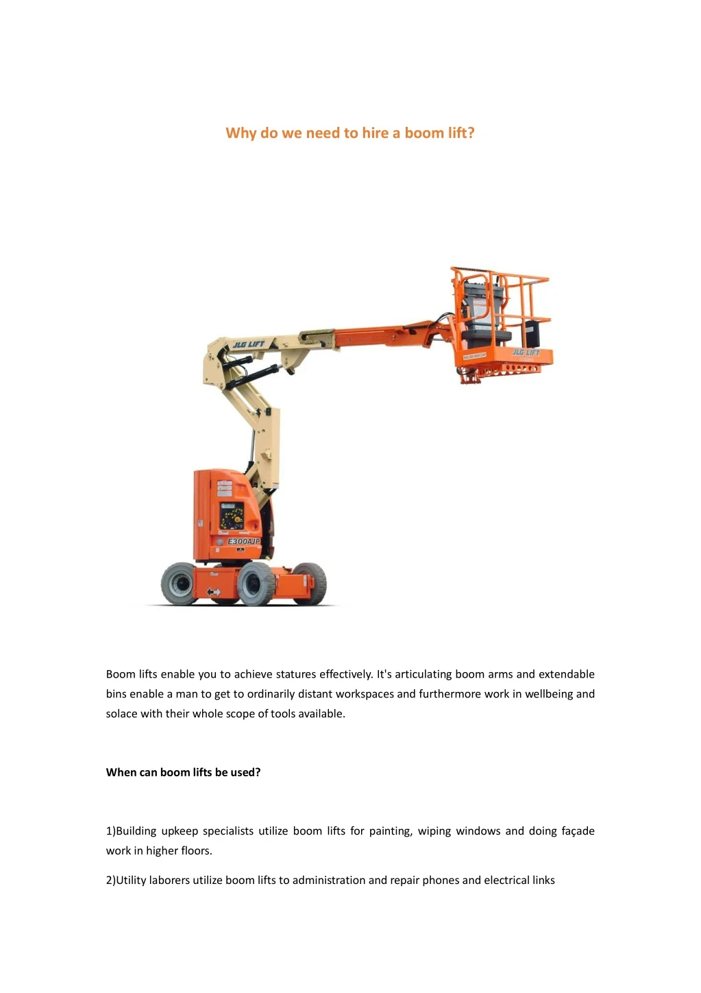 why do we need to hire a boom lift