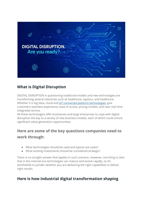 Digital Disruption: Are you ready for the Leap Ahead?