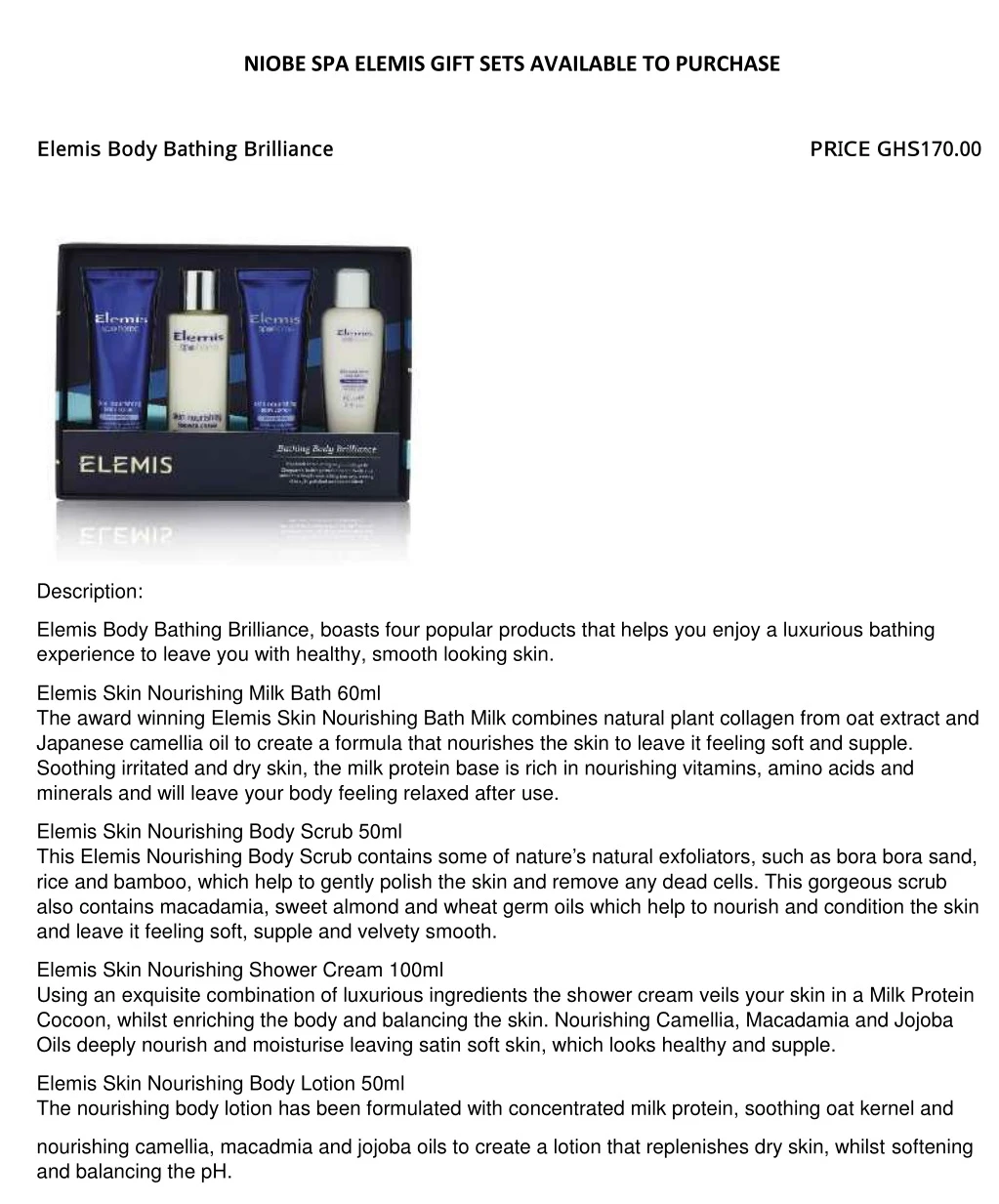 niobe spa elemis gift sets available to purchase