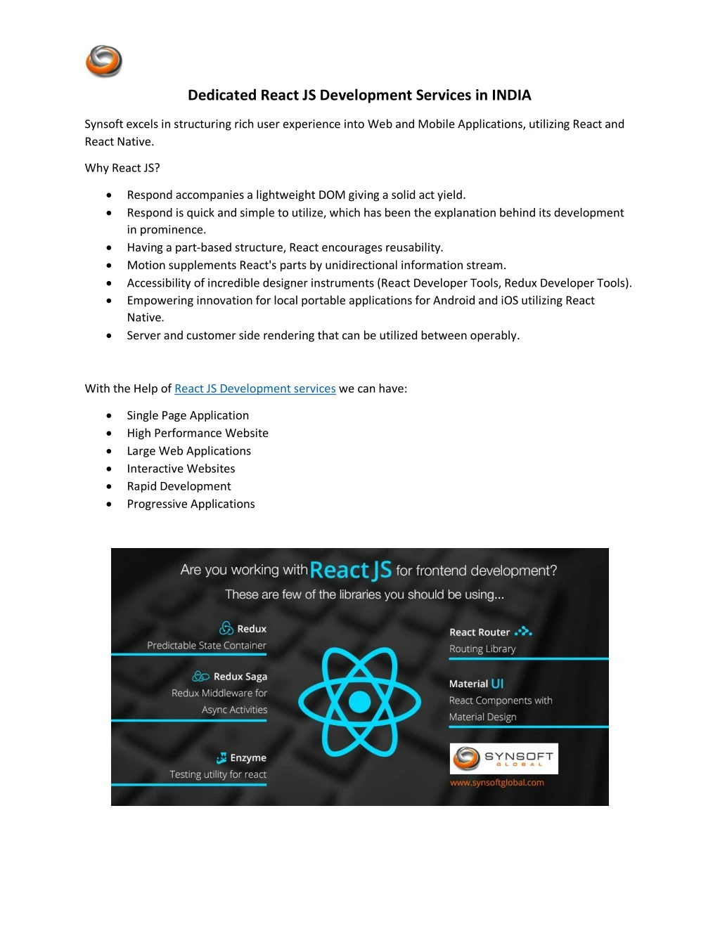 dedicated react js development services in india