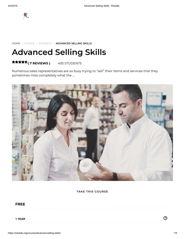 Advanced Selling Skills - Edukite