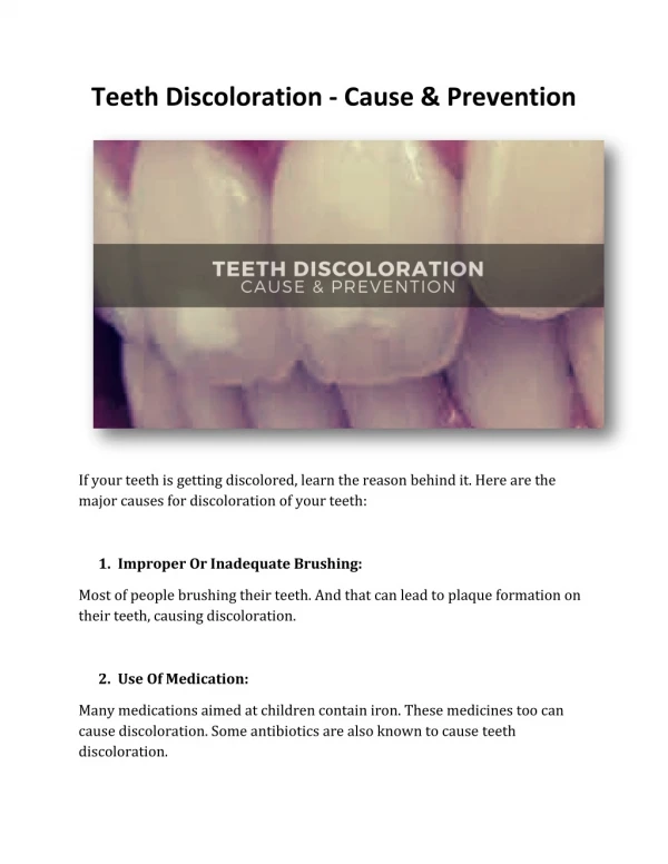 Teeth Discoloration - Cause & Prevention