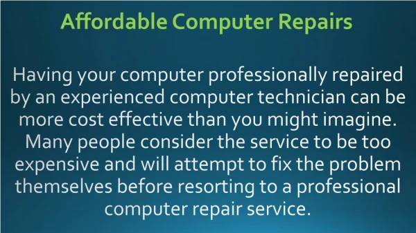 Affordable Computer Repairs