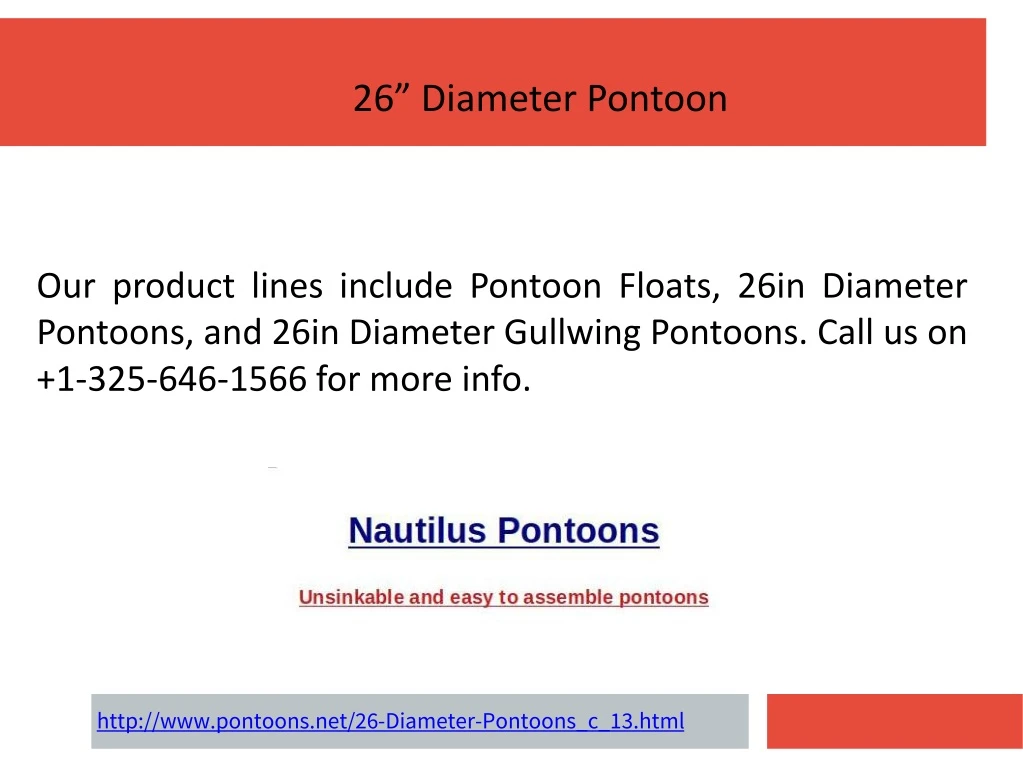 26 diameter pontoon