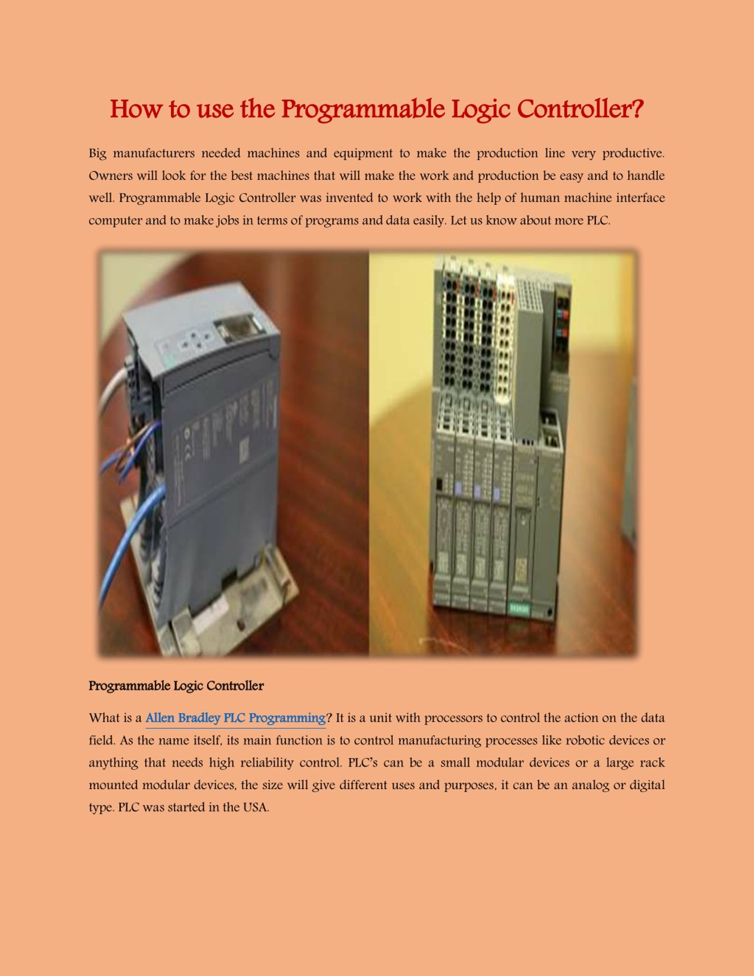 PPT - How to use the Programmable Logic Controller PowerPoint ...