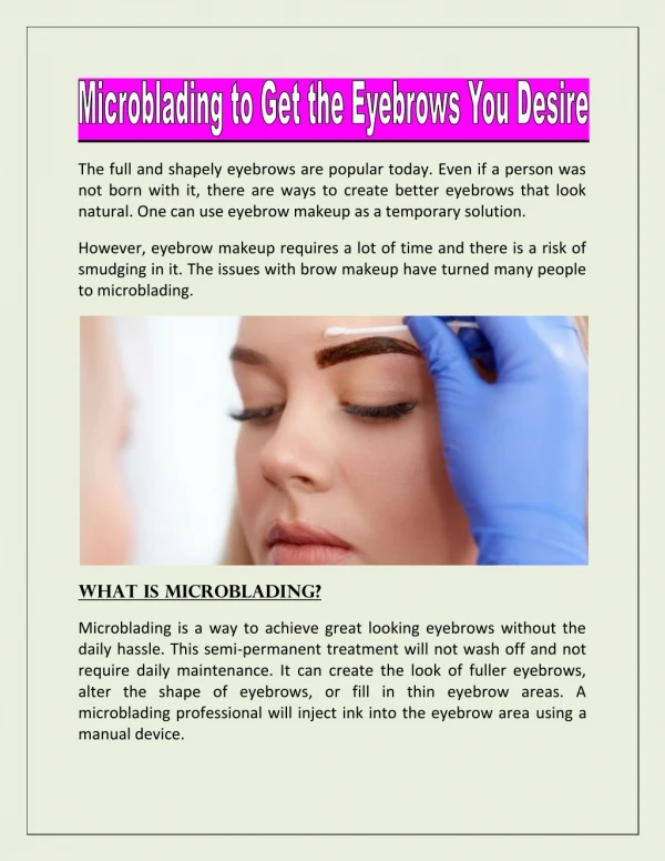 Microblading to Get the Eyebrows You Desire