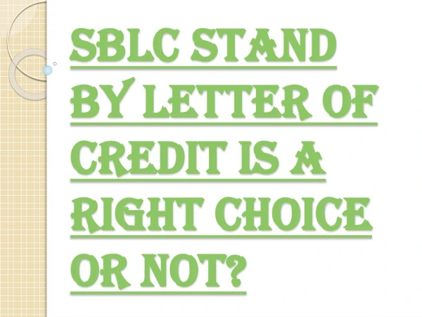 How Stand by Letter of Credit is Different From Letter of Credit?