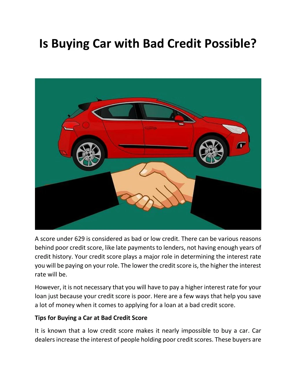 is buying car with bad credit possible